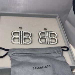 Balenciaga Silver Logo Earrings